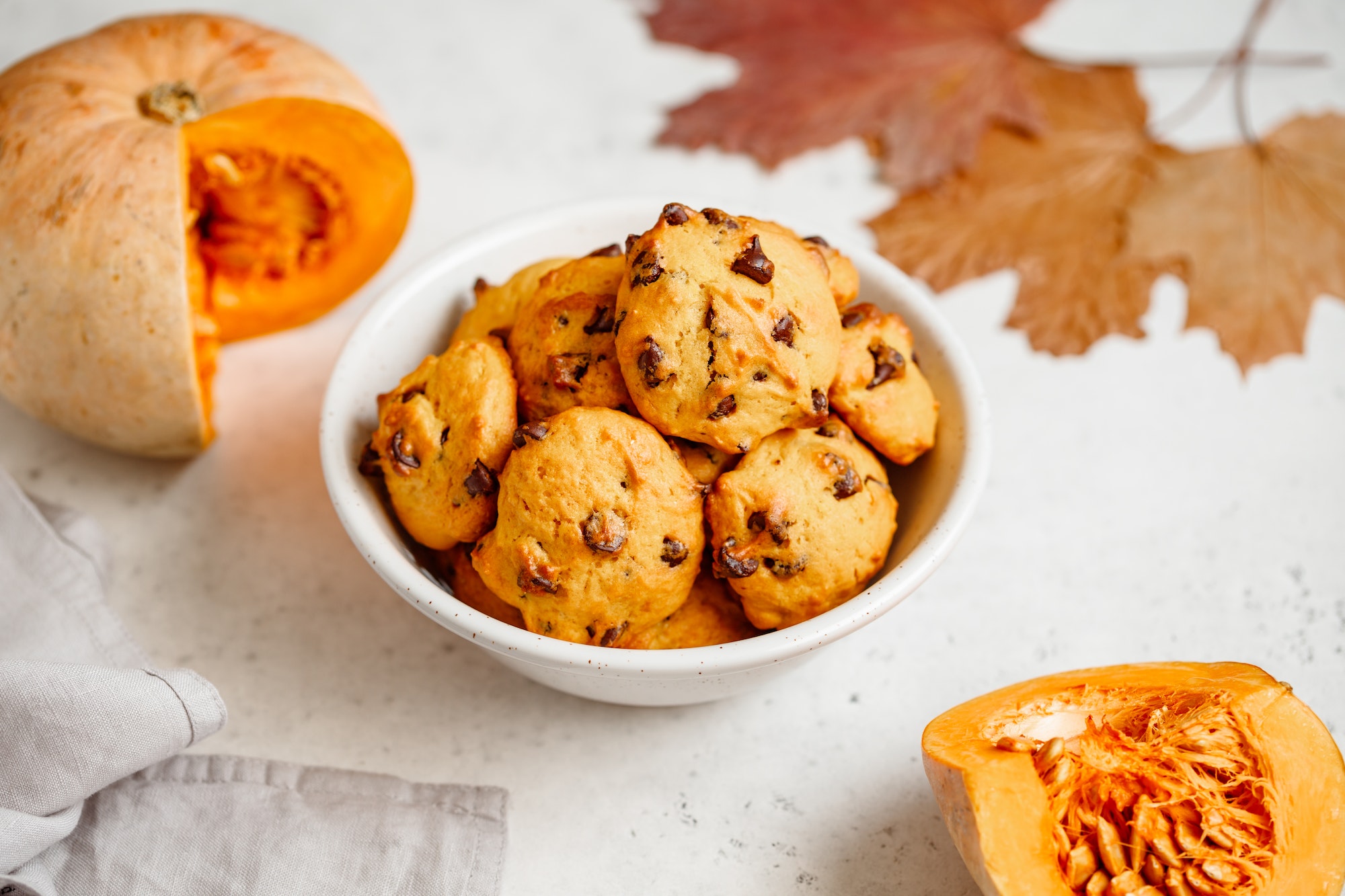 Pumpkin cookies with chocolate chips